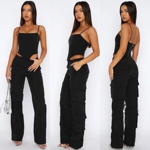 White Fox Boutique Sound The Alarm Cargo Pants in Black